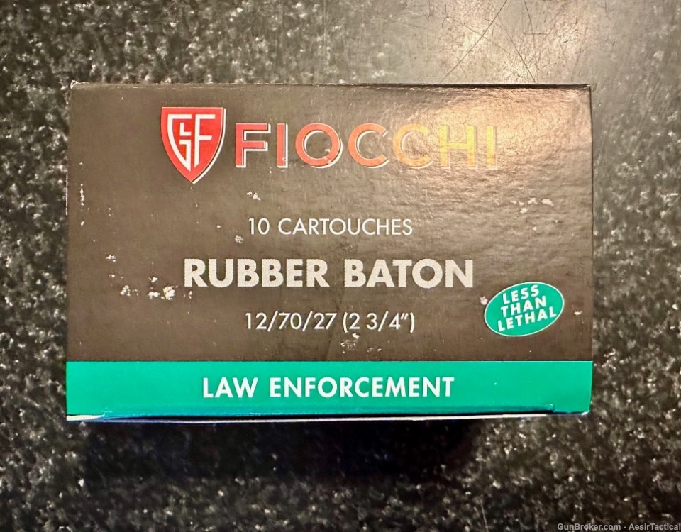 Fiocchi Less Lethal 12GA 2 3/4" 4.8G rubber baton slug 10 rounds-img-0