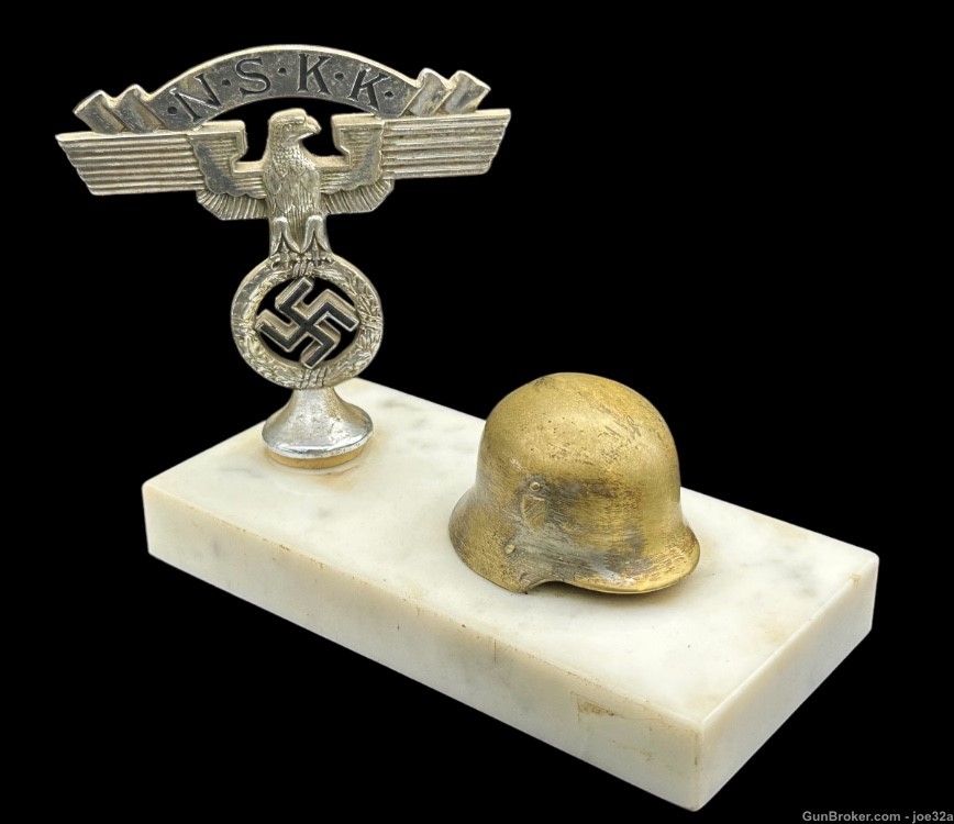 WW2 German NSKK Eagle Helmet desk trophy ornament WWII sa nsdap motorcycle-img-1