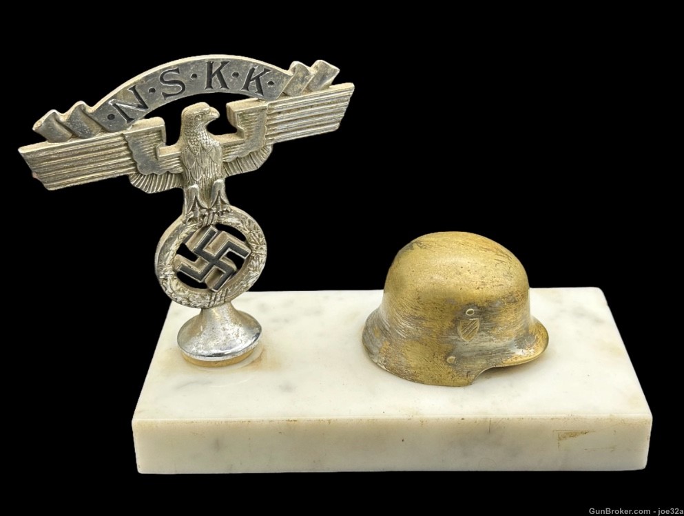 WW2 German NSKK Eagle Helmet desk trophy ornament WWII sa nsdap motorcycle-img-0