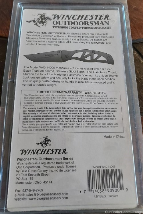 Winchester Outdoorsman Knife (W40 14009) *TITANIUM COATED*-img-1