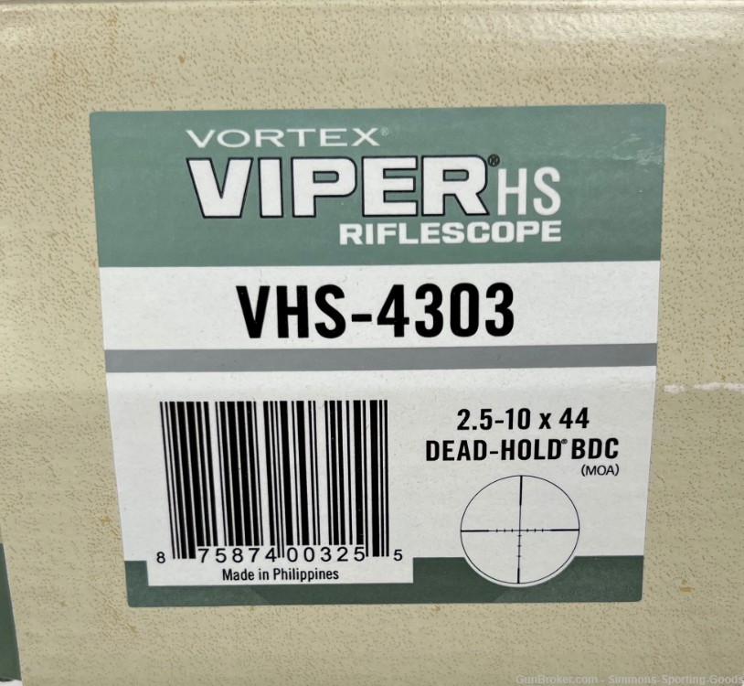 Vortex Viper HS (VHS-4303) 2.5-10x44 Dead Hold BDC Riflescope - Qty. 1-img-3