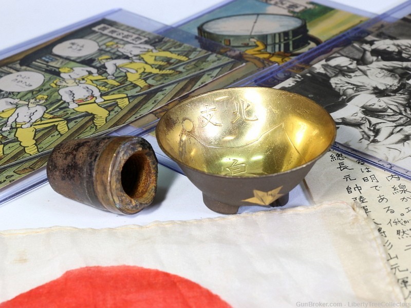 Japanese Soldiers Lot 6.5 Ammunition Sake Bowls Cigarettes Post Cards-img-1