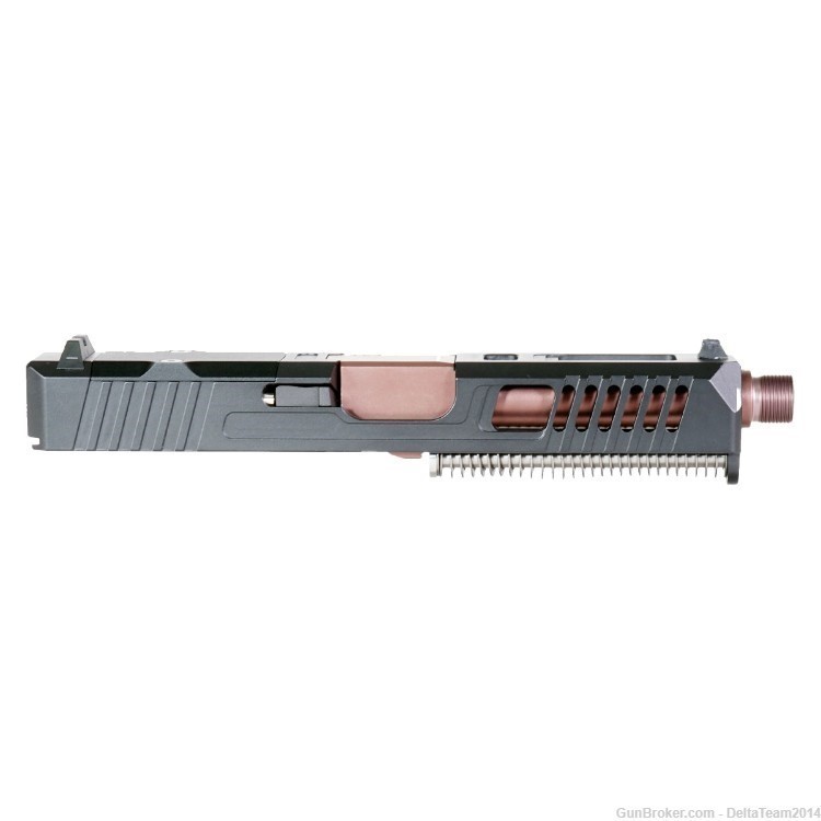 Complete Slide for Glock 19 - PVD Copper Barrel - Lightning Cut RMR Slide-img-1