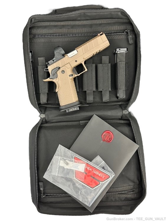 PHOENIX TRINITY H PRO FDE WITH BLACK CONTROLS 9MM COMP’D WITH TRIJICON SRO -img-1