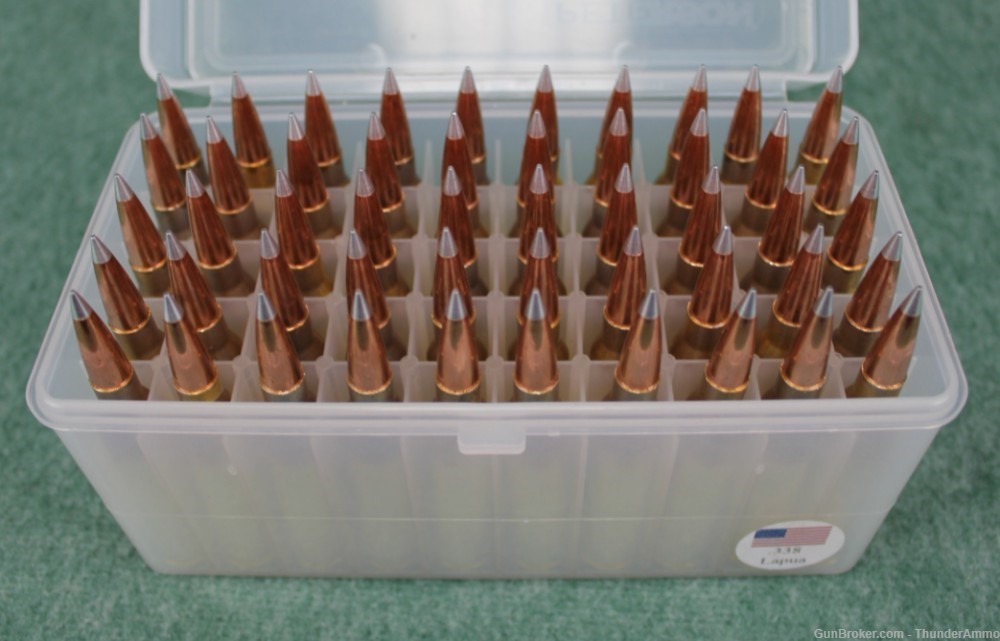 50ct 338 Lapua 300 gr Hornady A-Tip New Peterson Brass Precision Hand-Load-img-1