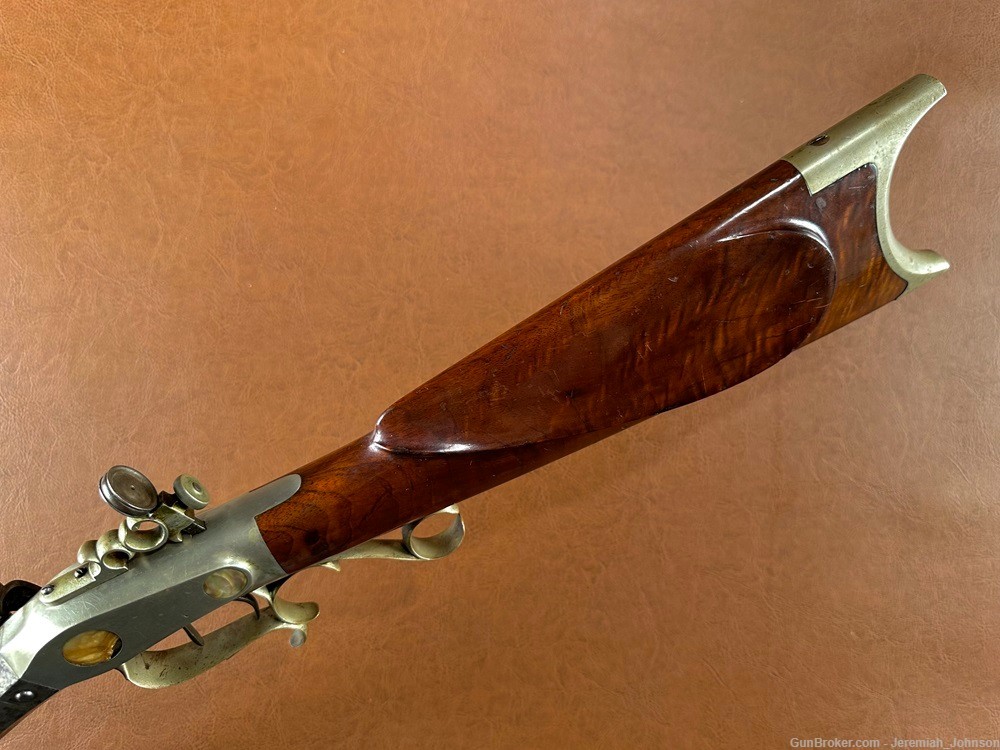 John Belknap Vermont Attrb Pearl Inlaid Solid Silver Frame Percussion Rifle-img-16