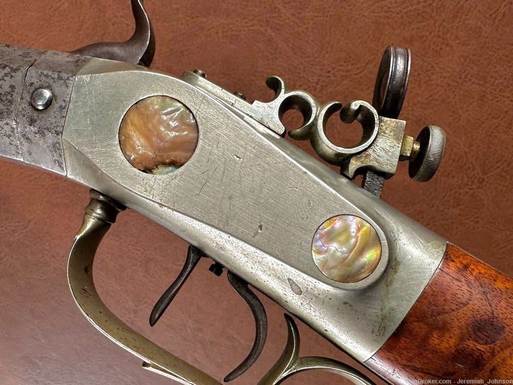 John Belknap Vermont Attrb Pearl Inlaid Solid Silver Frame Percussion Rifle-img-10