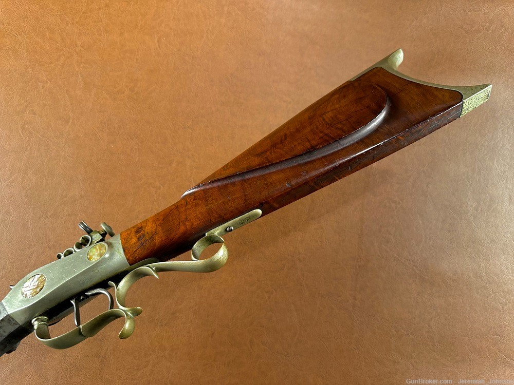 John Belknap Vermont Attrb Pearl Inlaid Solid Silver Frame Percussion Rifle-img-14