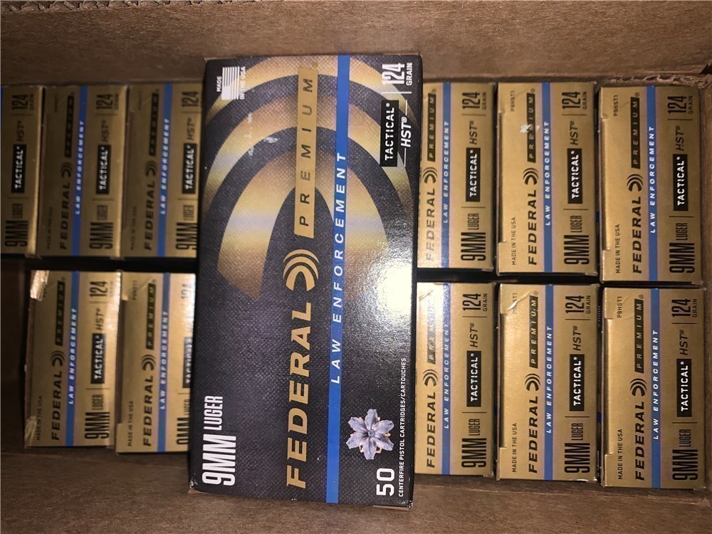 250 ROUNDS FEDERAL HST LE 9MM AMMO 124gn HOLLOW POINT DEFENSE AMMO JHP-img-0