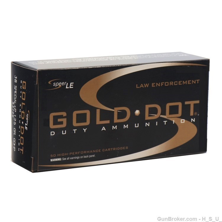 100 Rounds SPEER GOLD DOT .38 AMMO +P 125gn 38 HOLLOW POINT -img-0