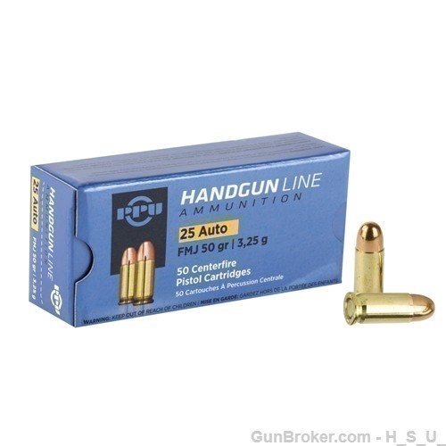 250 Rounds Prvi Pastisan 25 Auto Ammo 50gn FMJ .25 acp-img-0