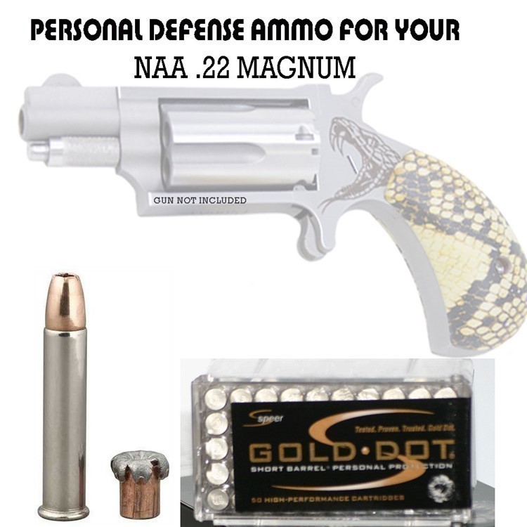 SPEER GOLD DOT 22 Magnum 22 WMR 40 Grain NAA Mini Revolver Ammo 50 Rounds-img-0