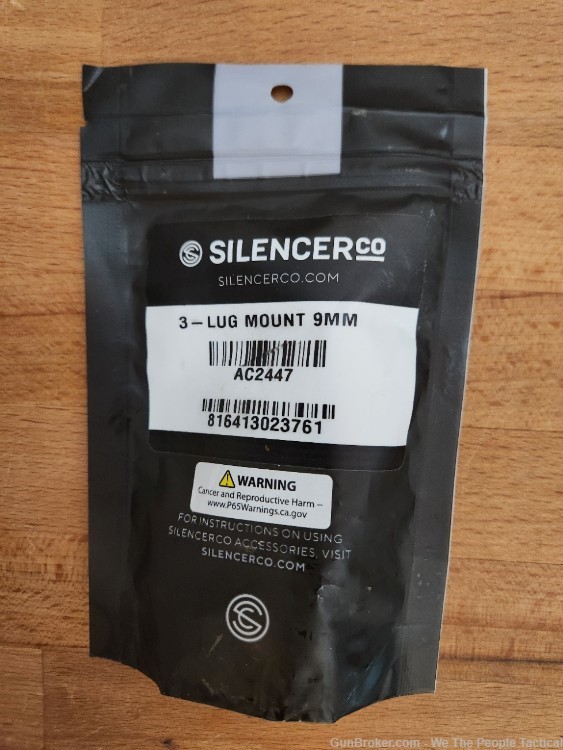 SilencerCo Low Profile Adapter 3-Lug Mount 9mm Black NEW-img-5