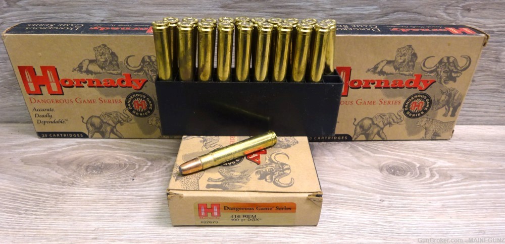 50 rounds of Hornady 416 REM MAG 400 gr DGX -img-0