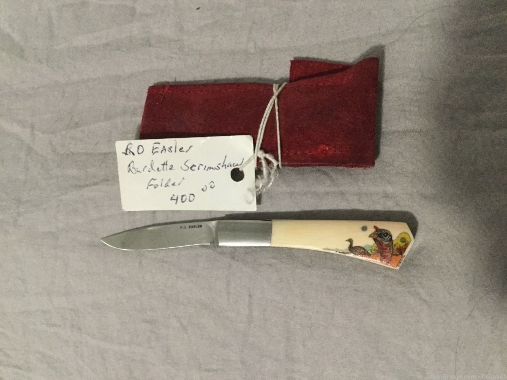 R O Easley scrimshaw folding knife custom-img-0
