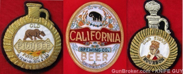 3 OLD GOLD & SILVER BULLION WHISKEY & BEER PATCHES-img-5
