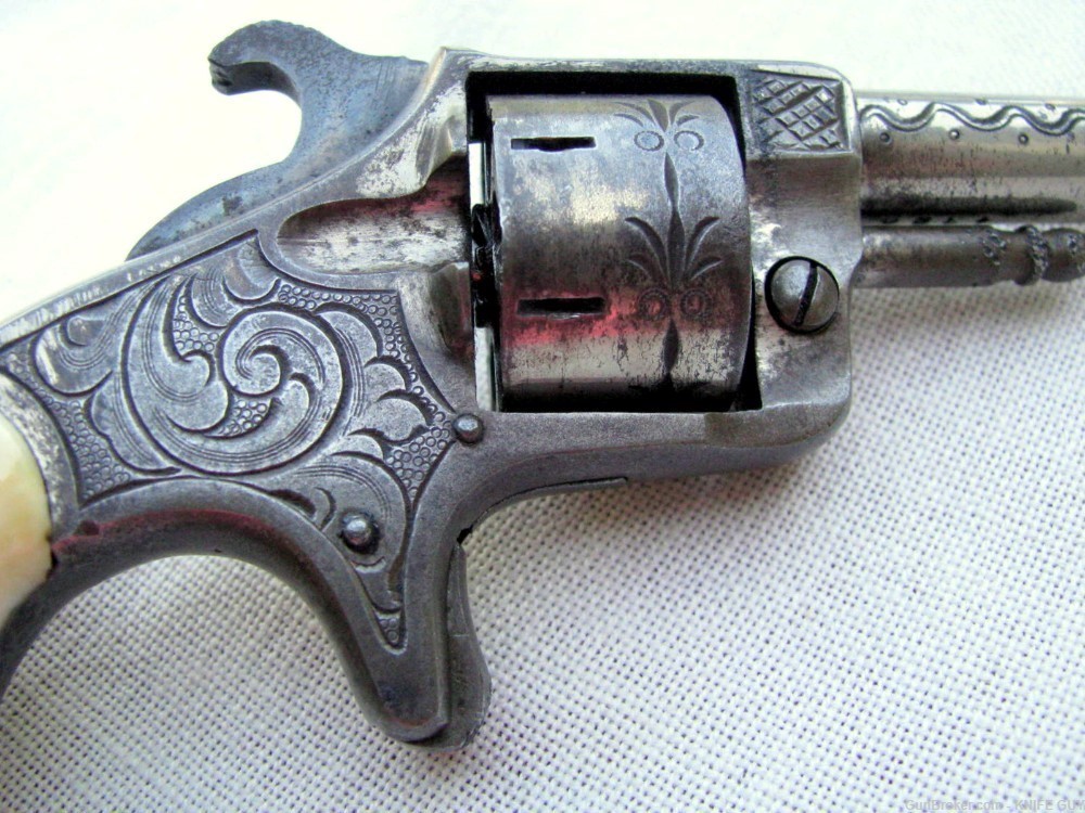 SALE! ANTIQUE 7 SHOT .22 R.F. NICKLE PLATED ANTIQUE ENGRAVED REVOLVER 1870s-img-7