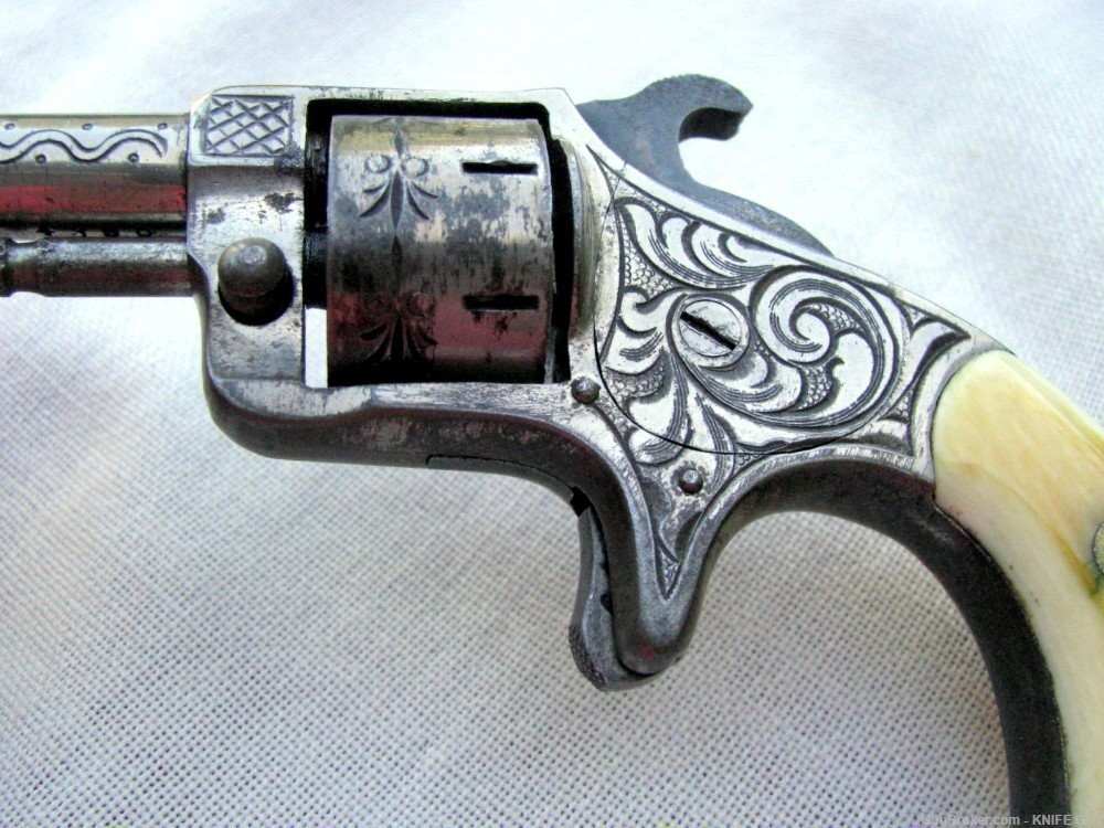 SALE! ANTIQUE 7 SHOT .22 R.F. NICKLE PLATED ANTIQUE ENGRAVED REVOLVER 1870s-img-10