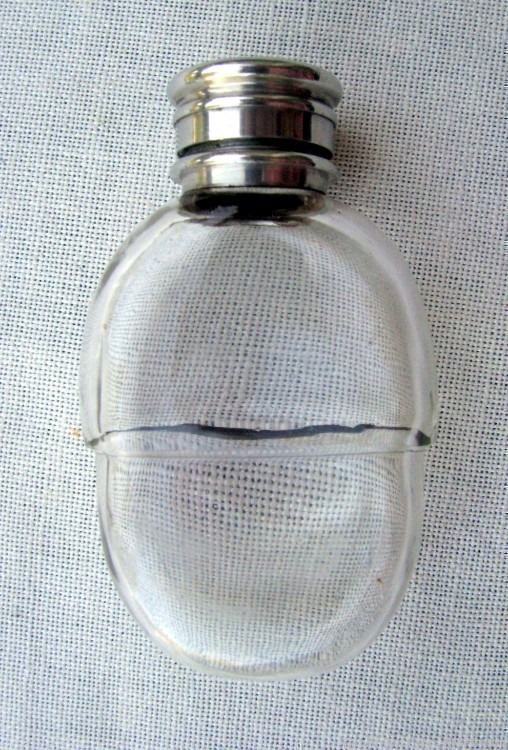 FINE SCARCE ANTIQUE SMALL GLASS POCKET NIPPER FLASK WITH CUP1890s -1900s-img-8