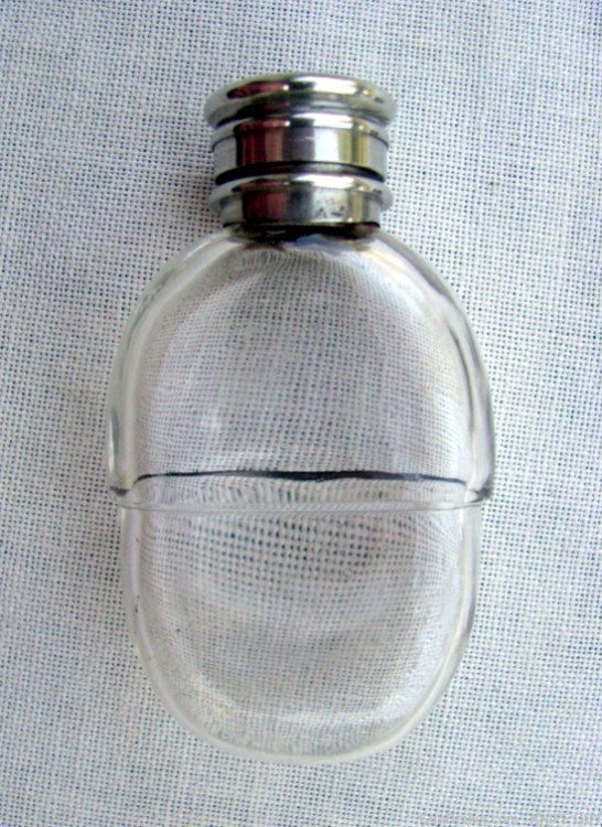 FINE SCARCE ANTIQUE SMALL GLASS POCKET NIPPER FLASK WITH CUP1890s -1900s-img-12