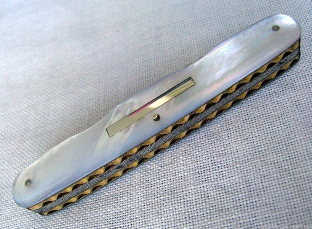 SALE! MINTY UNSHARPENED, 5 BLADED FILEWORKED GOLDPLATED EXHIBITION KNIFE-img-16
