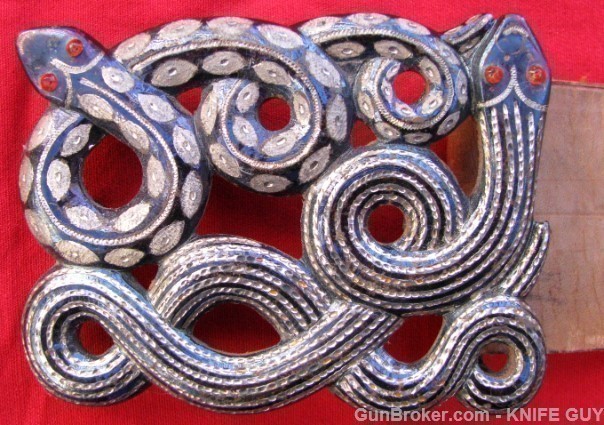 BEST ANTIQUE SILVER SNAKE EMBROIDERED GUN RIG MINT-img-5