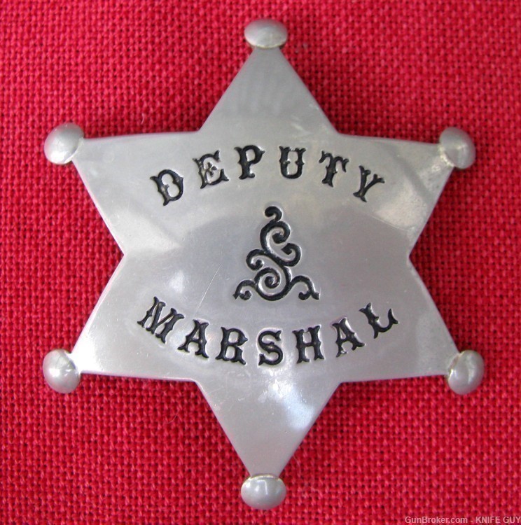 ANTIQUE MINTY EARLY 6 STAR PATTERN DEPUTY MARSHAL BADGE CIRCA 1910-1920s-img-10