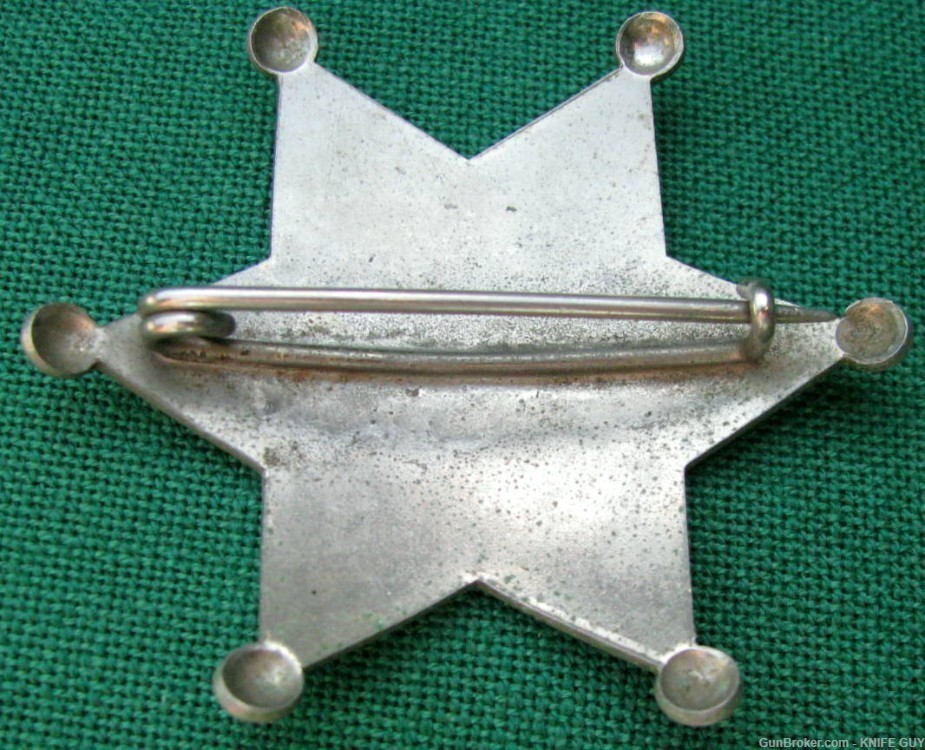 ANTIQUE MINTY EARLY 6 STAR PATTERN DEPUTY MARSHAL BADGE CIRCA 1910-1920s-img-5