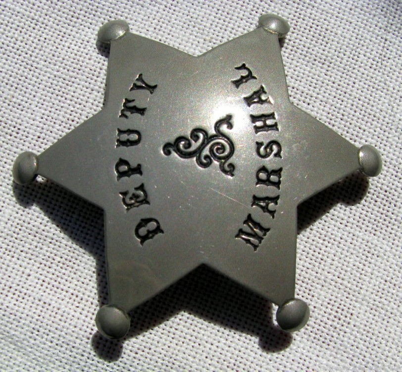 ANTIQUE MINTY EARLY 6 STAR PATTERN DEPUTY MARSHAL BADGE CIRCA 1910-1920s-img-13