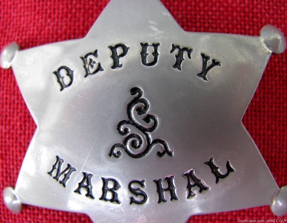 ANTIQUE MINTY EARLY 6 STAR PATTERN DEPUTY MARSHAL BADGE CIRCA 1910-1920s-img-4