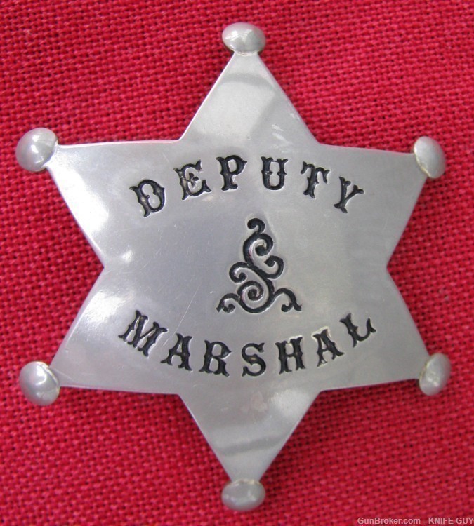 ANTIQUE MINTY EARLY 6 STAR PATTERN DEPUTY MARSHAL BADGE CIRCA 1910-1920s-img-12