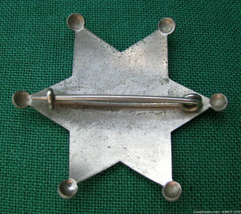 ANTIQUE MINTY EARLY 6 STAR PATTERN DEPUTY MARSHAL BADGE CIRCA 1910-1920s-img-8