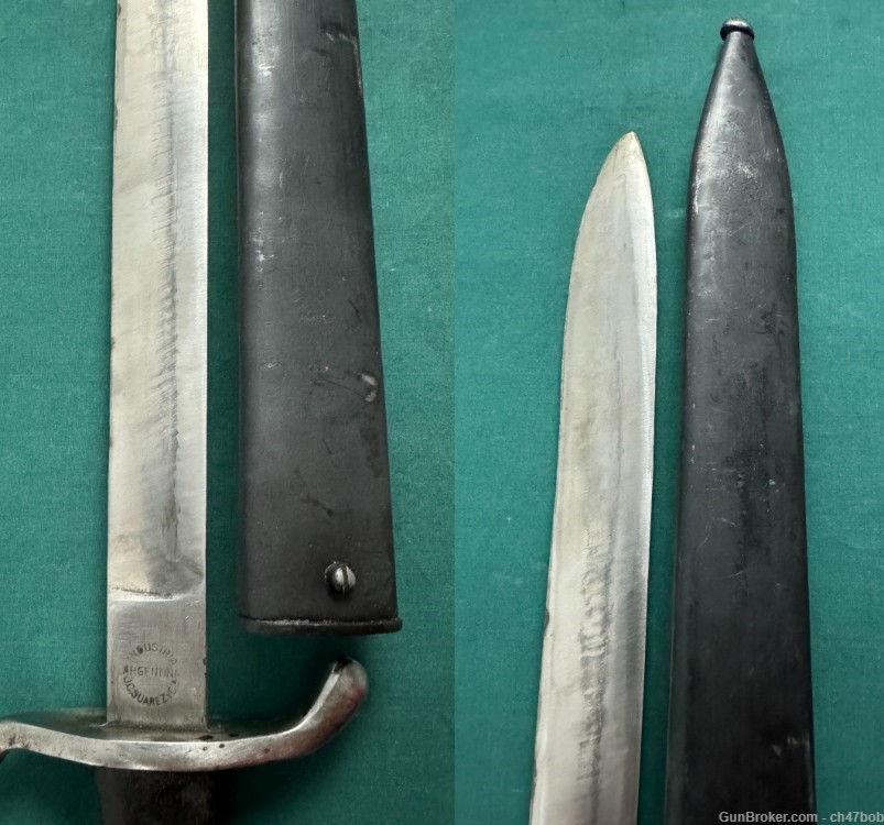 ARGENTINE 1909 SHORT SWORD BOLO KNIFE SUAREZ made MATCHING SCABBARD        -img-6