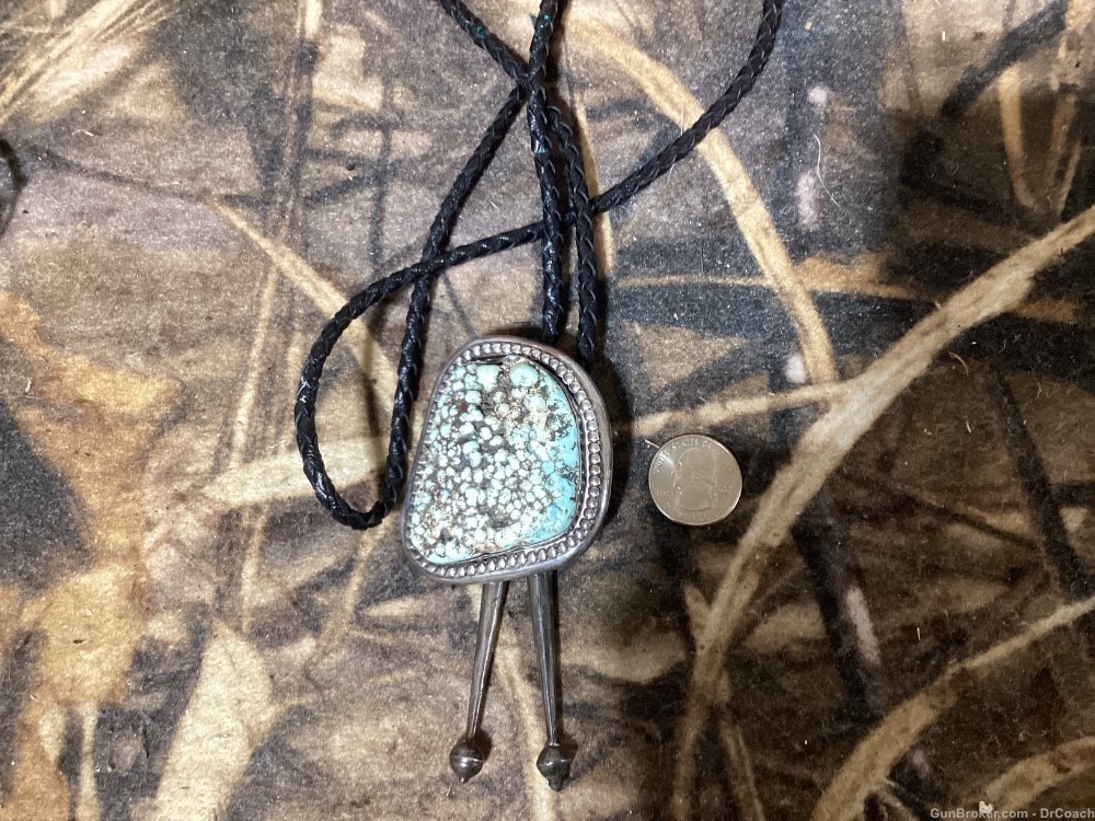 Large Bennett turquoise Silver Bolo-img-0