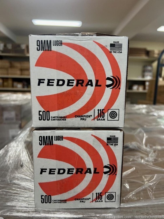 2 Pack of 500 Rounds Federal Champion 9MM 115gr FMJ C9115A500 1000 Total-img-0