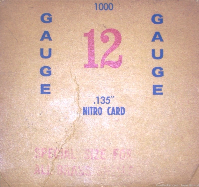 Alcan 12 Gauge 0.135” Nitro Card Wad Special Brass Shell Size 100 Piece Lot-img-0