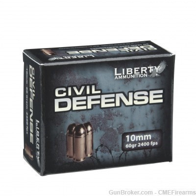 Liberty Ammunition Civil Defense 10mm 60gr 20 Rounds/Box-img-0