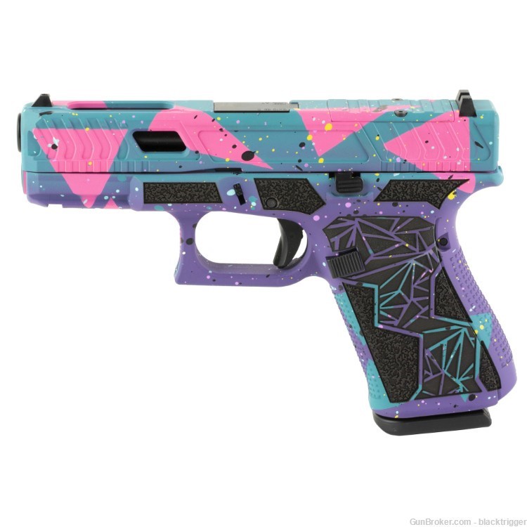 Glock 19 Gen5 80's DAY 4" 15+1 9mm Purple/Cyan/Pink Optic Ready Slide -img-1