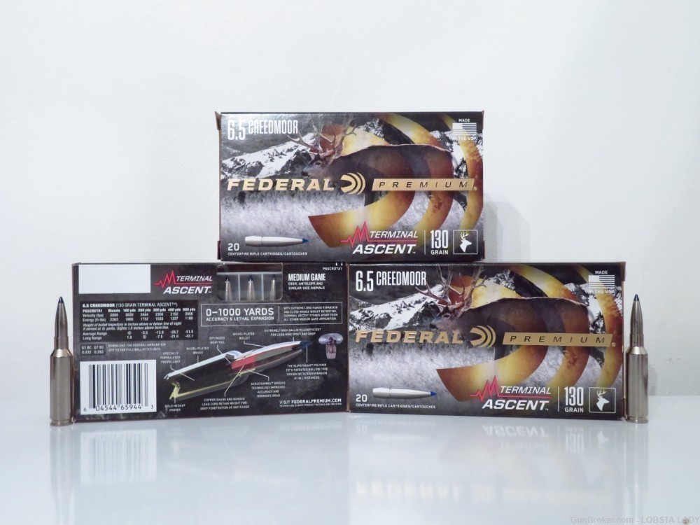 60 ROUNDS FEDERAL TERMINAL ASCENT 6.5 CREEDMOOR 130 gr 2800 FPS P65CRDTA1-img-0