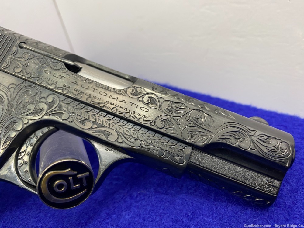 1922 Colt 1903 Engraved .32 Auto Blue *STUNNING ENGRAVED W/ GIRAFFE BONE*-img-27