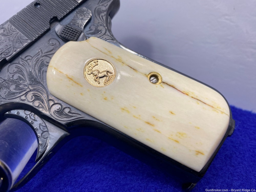 1922 Colt 1903 Engraved .32 Auto Blue *STUNNING ENGRAVED W/ GIRAFFE BONE*-img-3