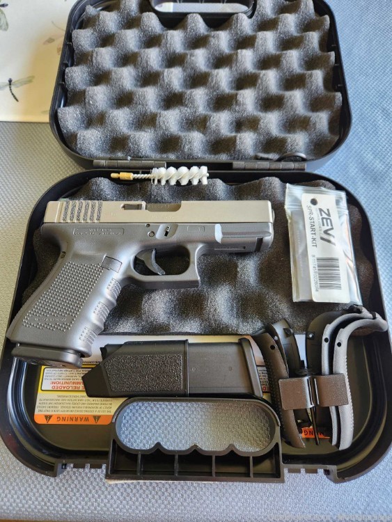 Excellent Glock 19 Tungsten Grey w ZEV Upgrades & Night Sights-img-0