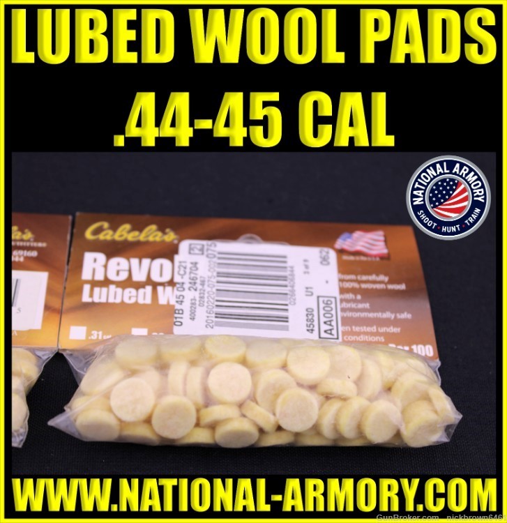 CABELA'S REVOLVER LUBED WOOL WADS .44-45 CAL 100CT 2832467 FREE SHIPPING-img-0