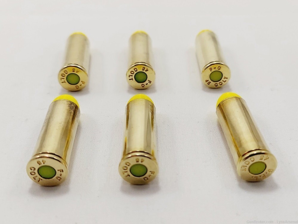 45 Long Colt Brass Snap caps / Dummy Training Rounds - Set of 6 - Yellow-img-3