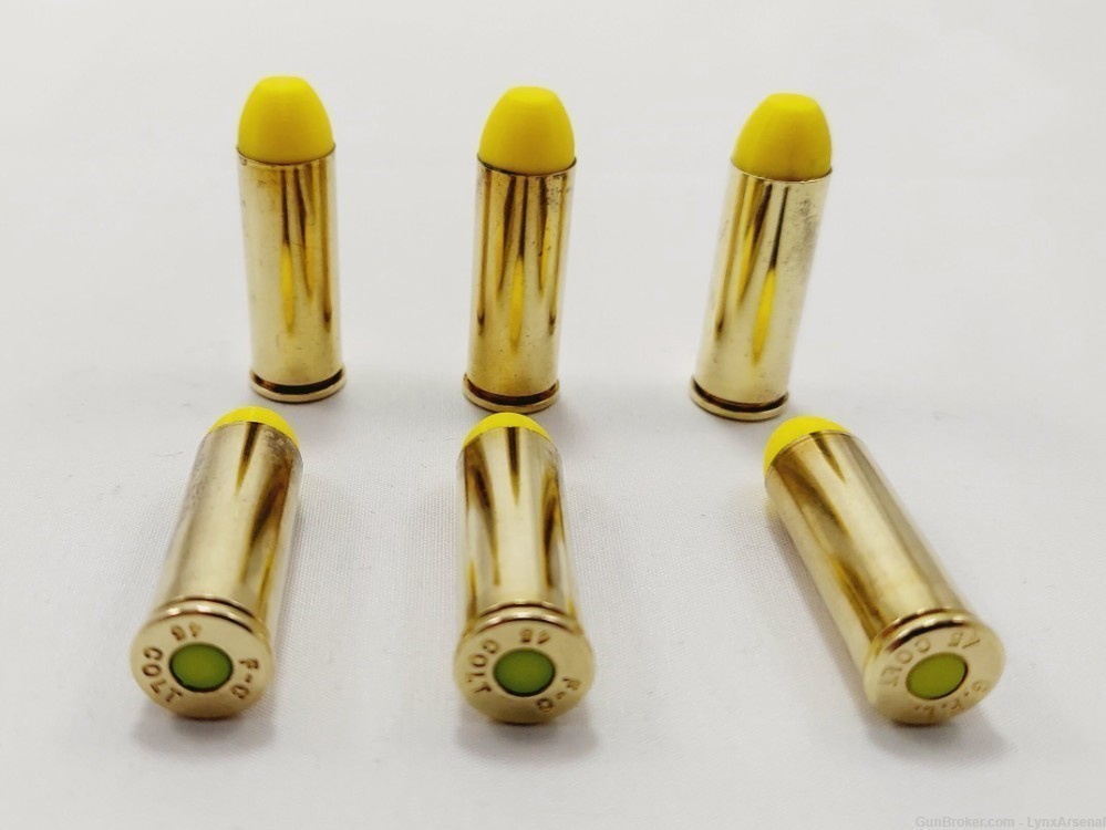 45 Long Colt Brass Snap caps / Dummy Training Rounds - Set of 6 - Yellow-img-0