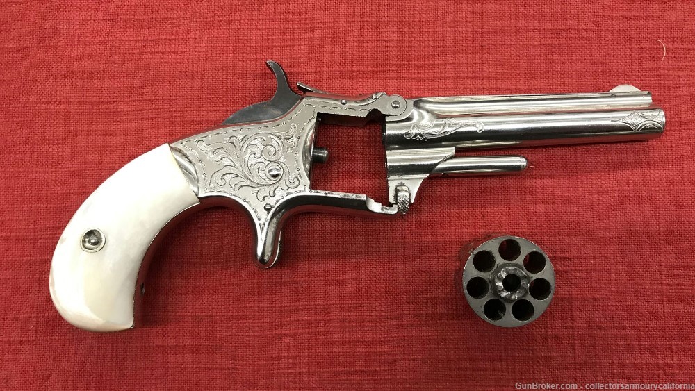 Excellent Cased Engraved Smith & Wesson First Model Third Issue 22 Revolver-img-6