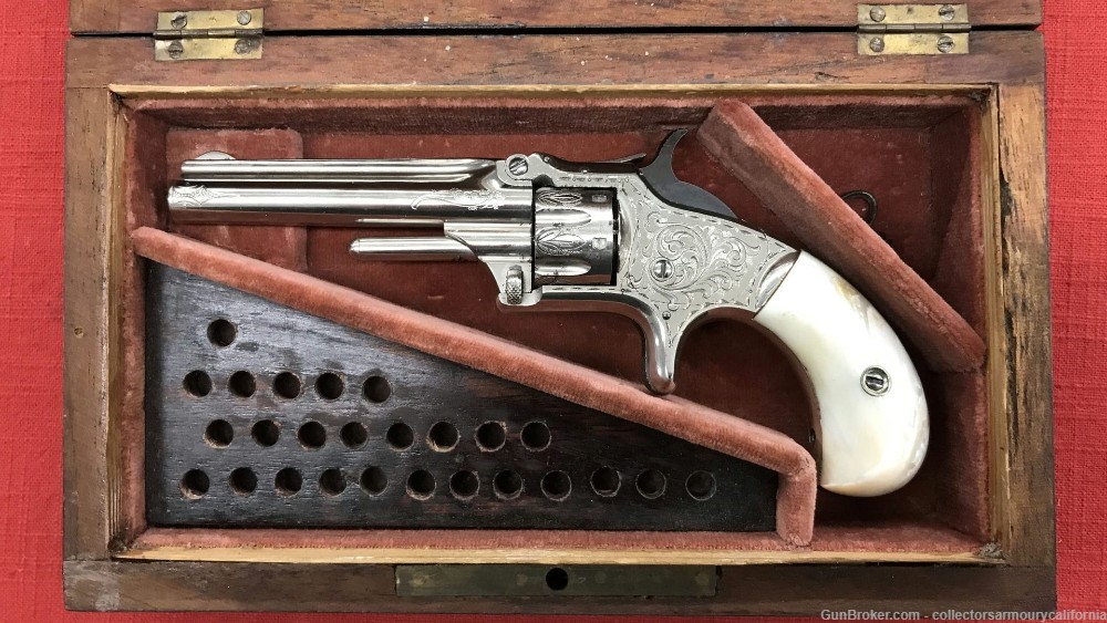 Excellent Cased Engraved Smith & Wesson First Model Third Issue 22 Revolver-img-11