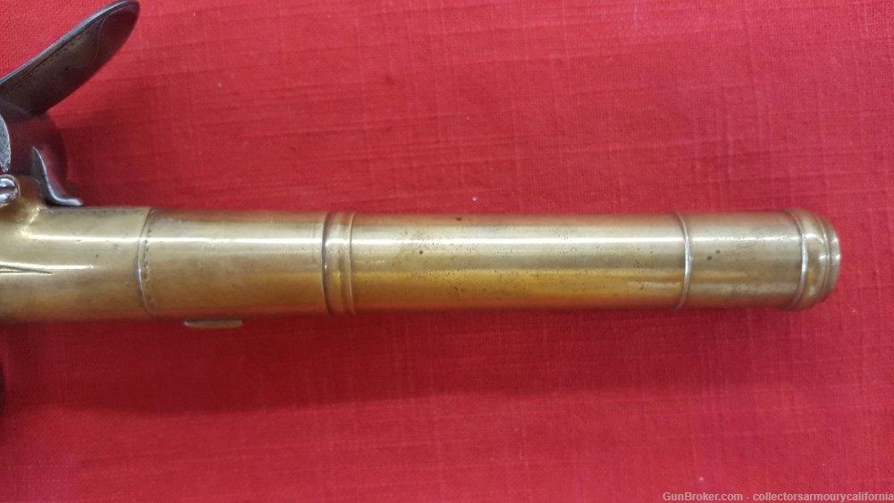 Cased Pair Of British Brass Barrel Turnoff Flintlock Boxlock Pistols-img-11
