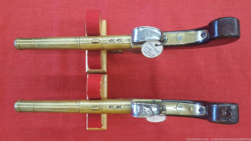 Cased Pair Of British Brass Barrel Turnoff Flintlock Boxlock Pistols-img-23