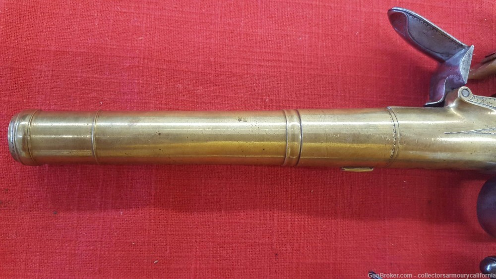 Cased Pair Of British Brass Barrel Turnoff Flintlock Boxlock Pistols-img-34
